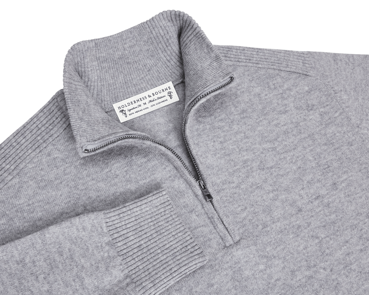 Men's Gray Quarter-Zip Sweater | Holderness & Bourne