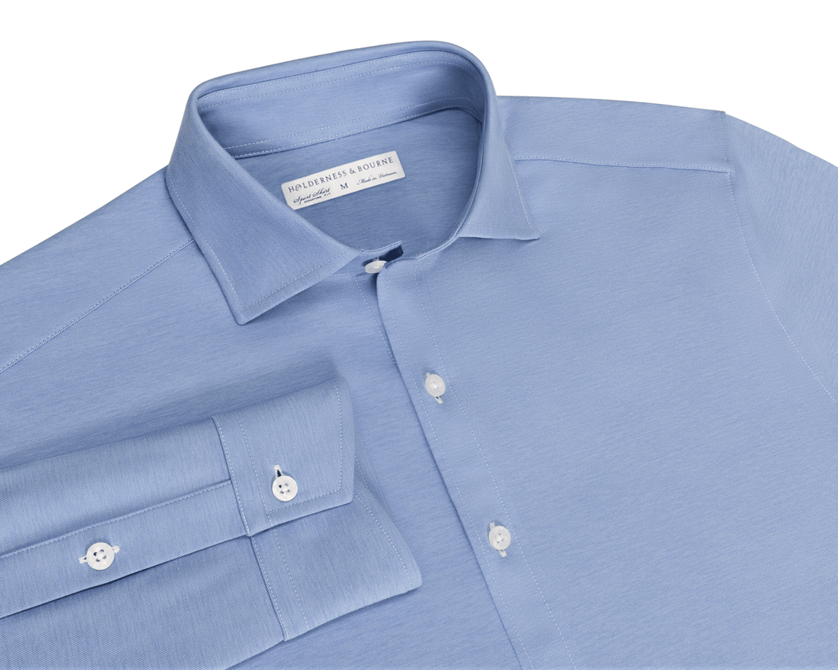 Men's Blue Dress Shirt - Swing Knit | Holderness & Bourne Men's Blue Dress Shirt - Swing Knit | Holderness & Bourne