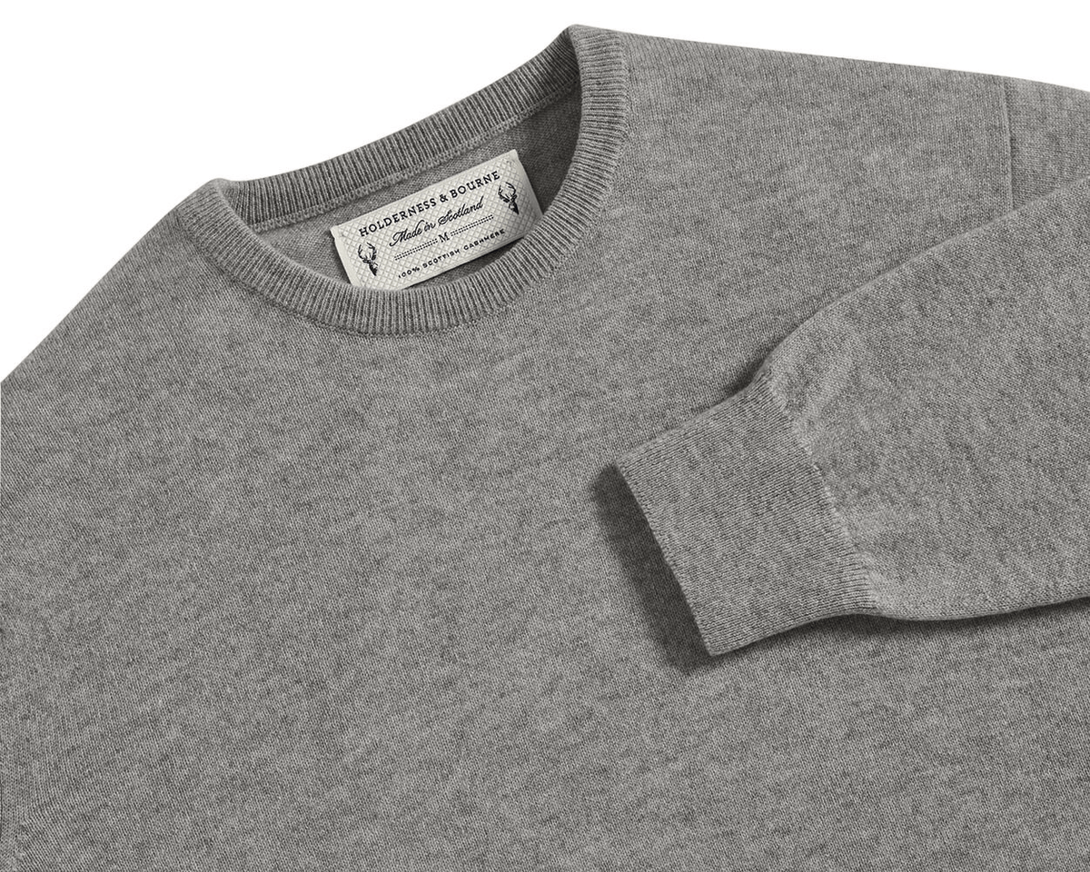 トップス 90s Scottish Pure Cashmere Sweater Gray Men's Light Gray Cashmere Sweater | Holderness & Bourne