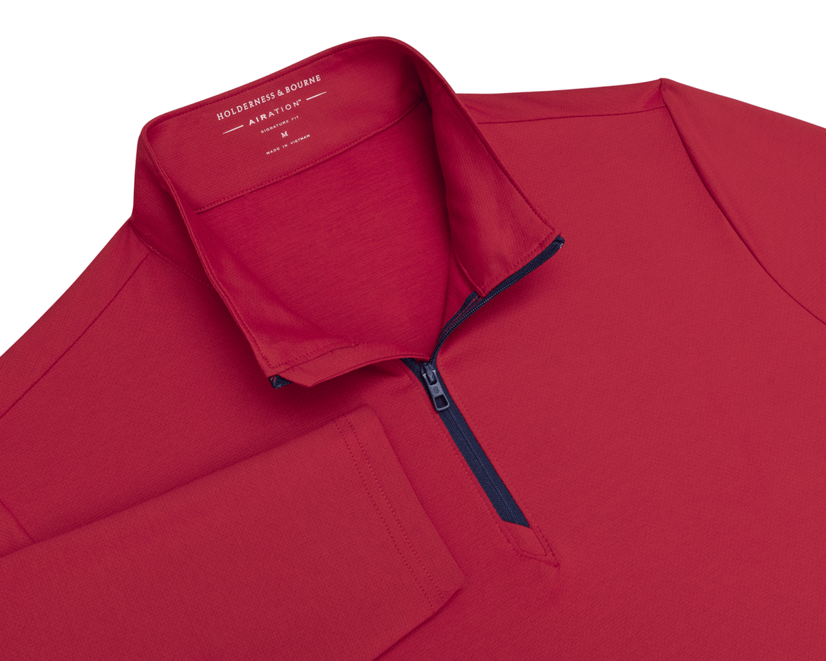 The Bell Quarter-Zip: Heathered Liberty Red
