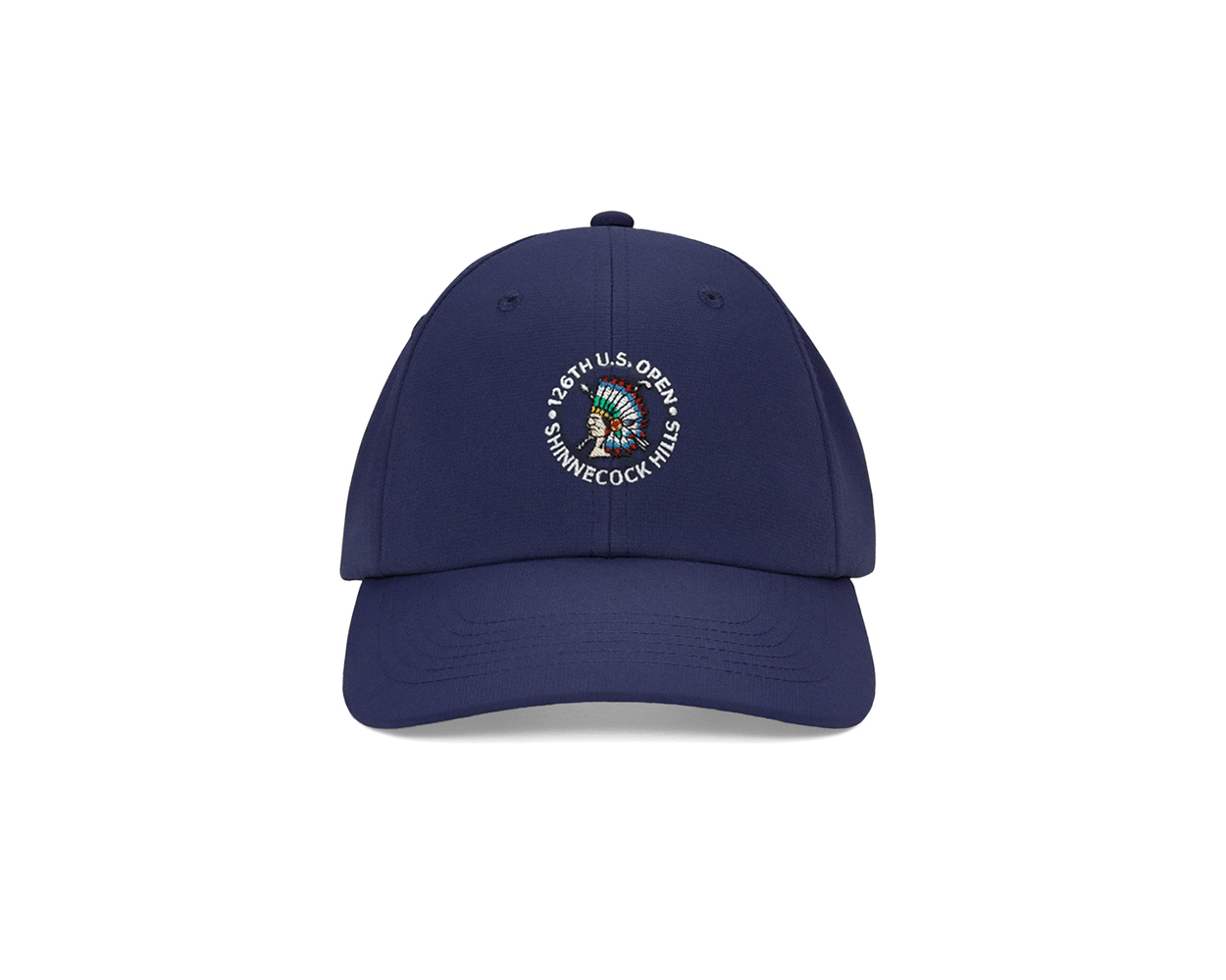 2026 U.S. Open Lightweight Performance Hat: Navy with embroidered 126th U.S. Open • Shinnecock Hills circular logo, featuring a Native American profile.