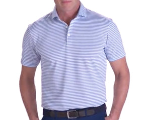 Holderness & Bourne The Saxton White Polo Shirt with Blue Stripes