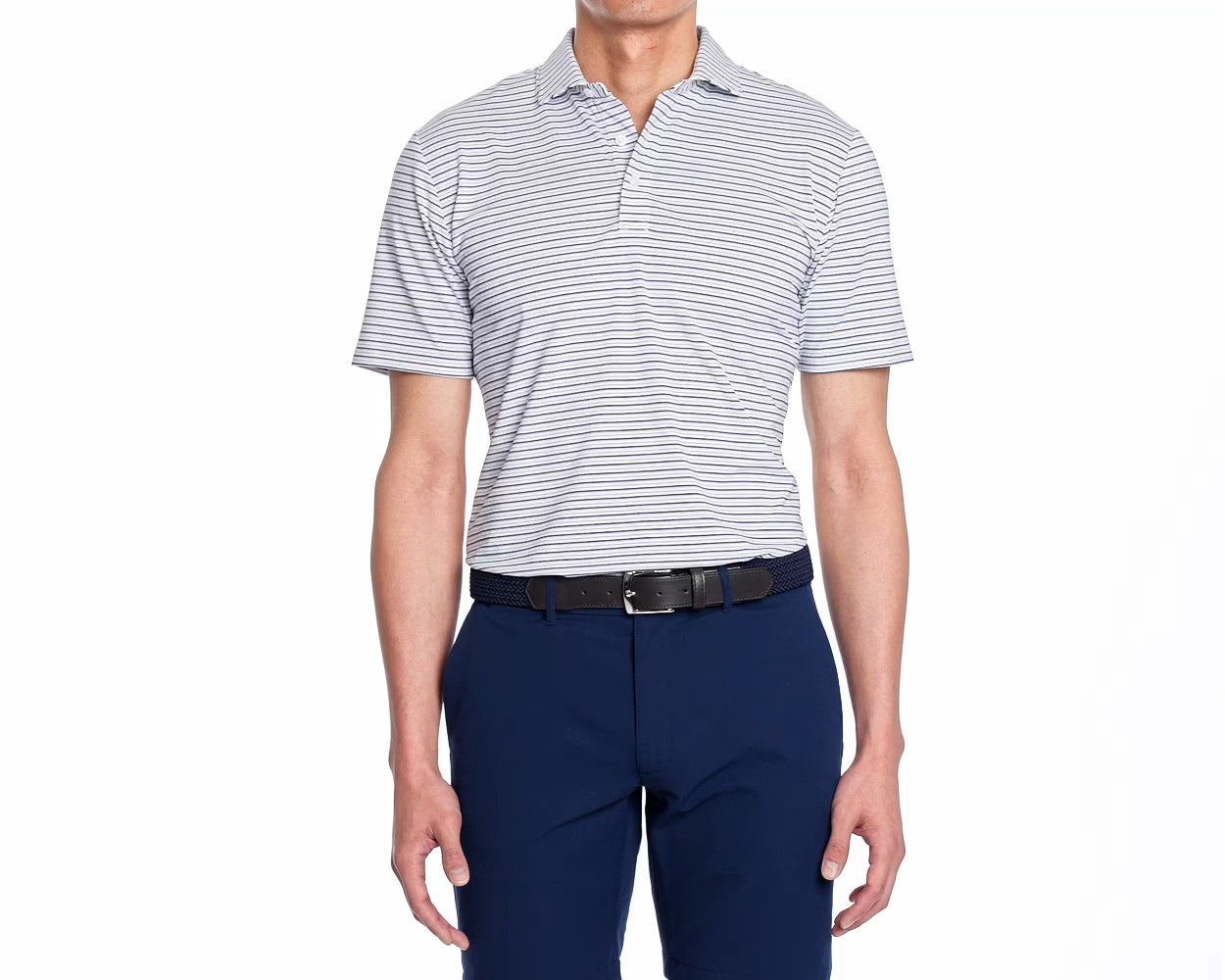 Holderness & Bourne The Turnbull Navy And White Striped Polo Shirt