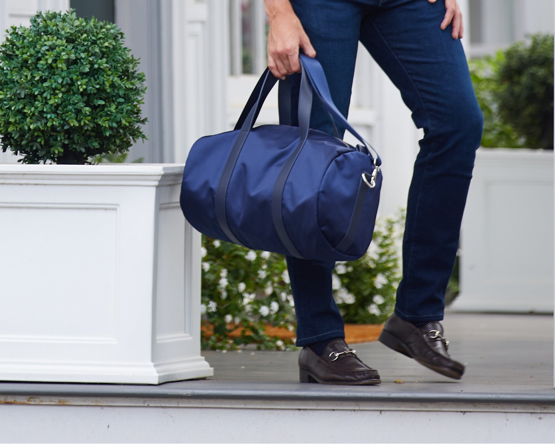 The Byers Duffel Bag: Navy Ballistic with Navy Embroidered Lettering
