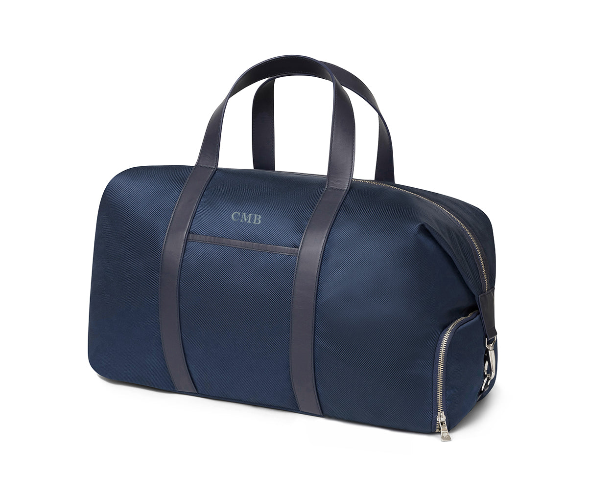The Byers Duffel Bag: Navy Ballistic with Slate Blue Embroidered Lettering