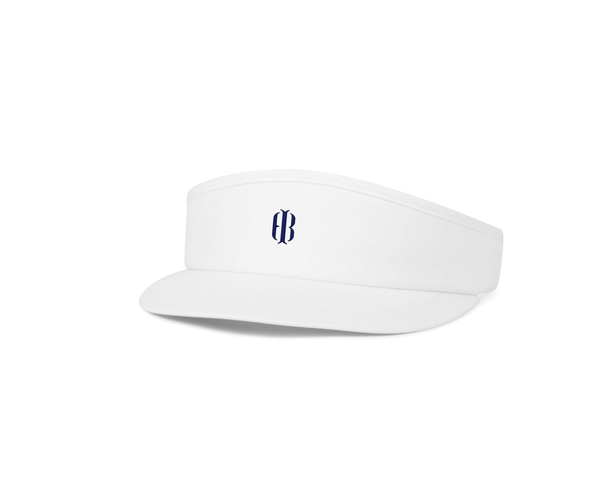 White high crown visor with navy Holderness and Bourne embroidered logo angled to the left.