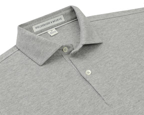 Folded Holderness and Bourne heather gray polo.