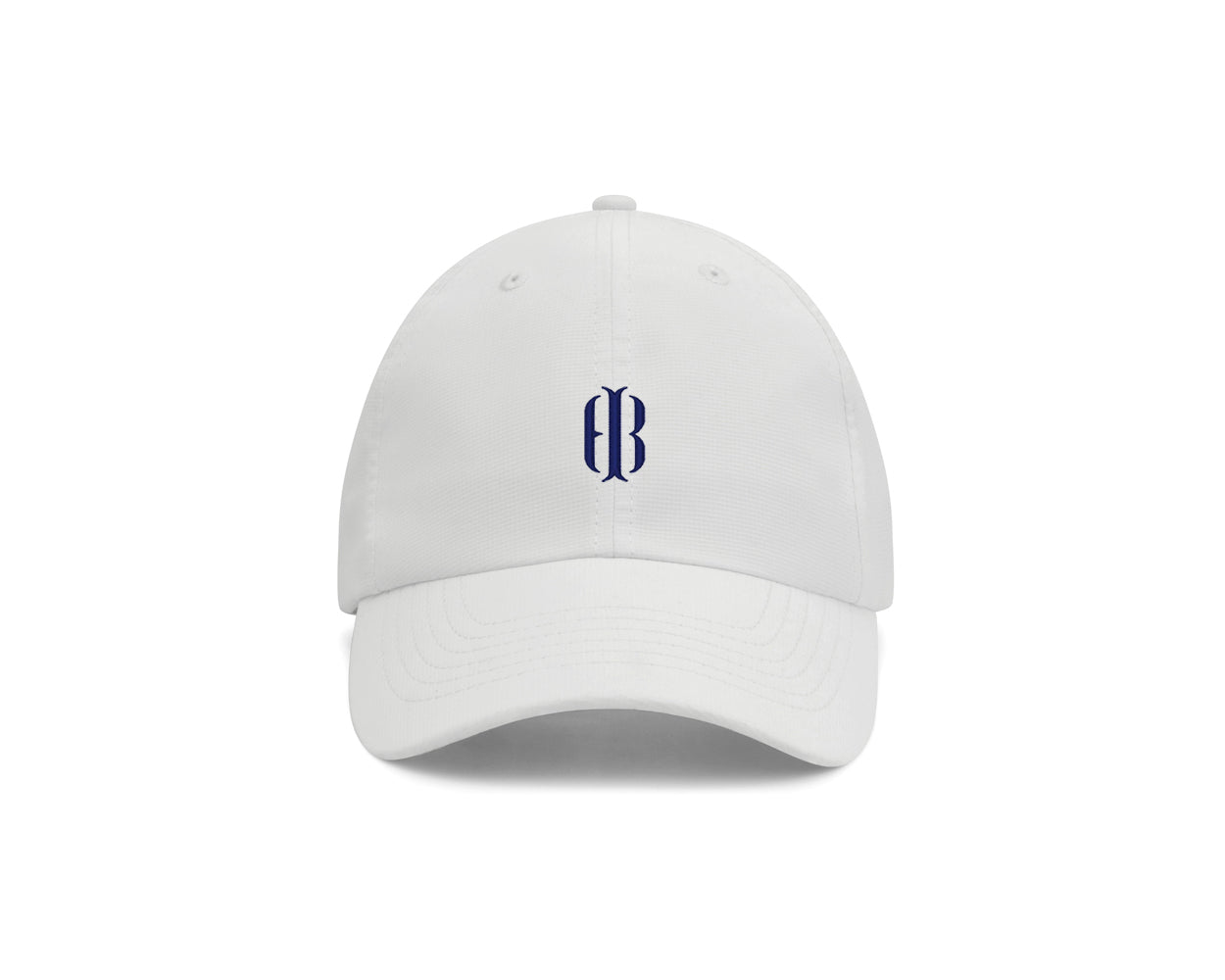 The Performance Hat: White with Navy Icon