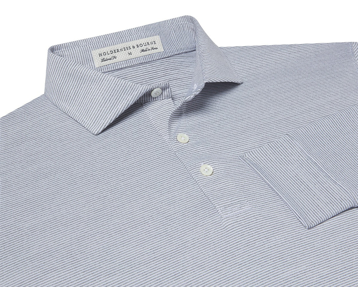 Holderness & Bourne White and Gray Polo Shirt