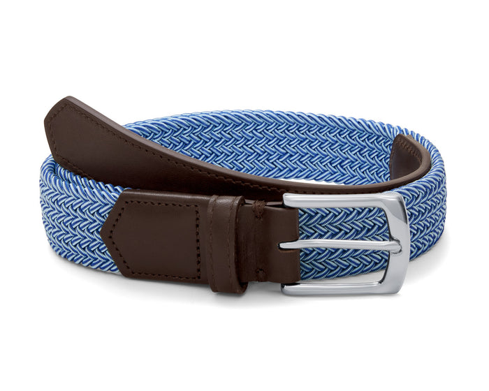 Cintura Uomo Holderness & Bourne Blu Elasticizzata Intrecciata, Taglia 32, Prodotta In USA - Foto 1