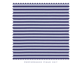 Close up shot of white striped polo shirt material from Holderness and Bourne.
